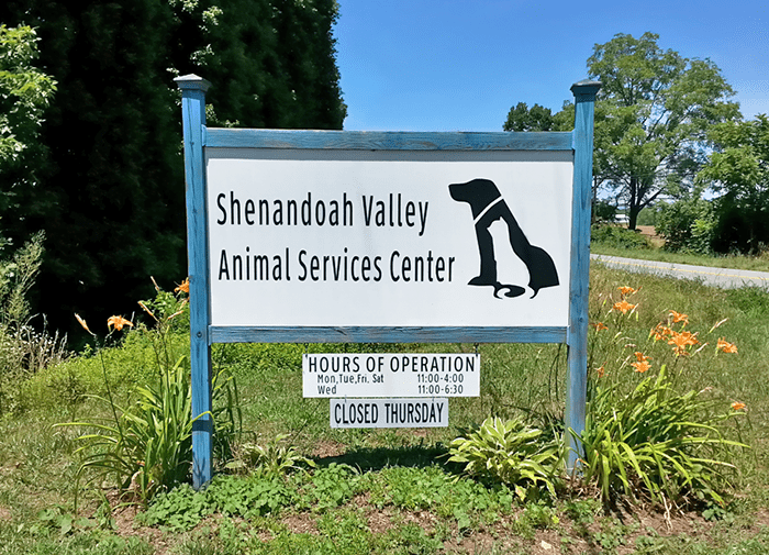 Sign of SVASC logo in front of shelter